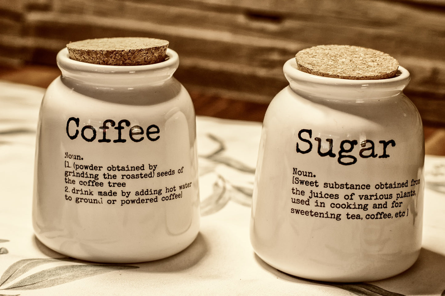 A jar of coffee and a jar of sugar