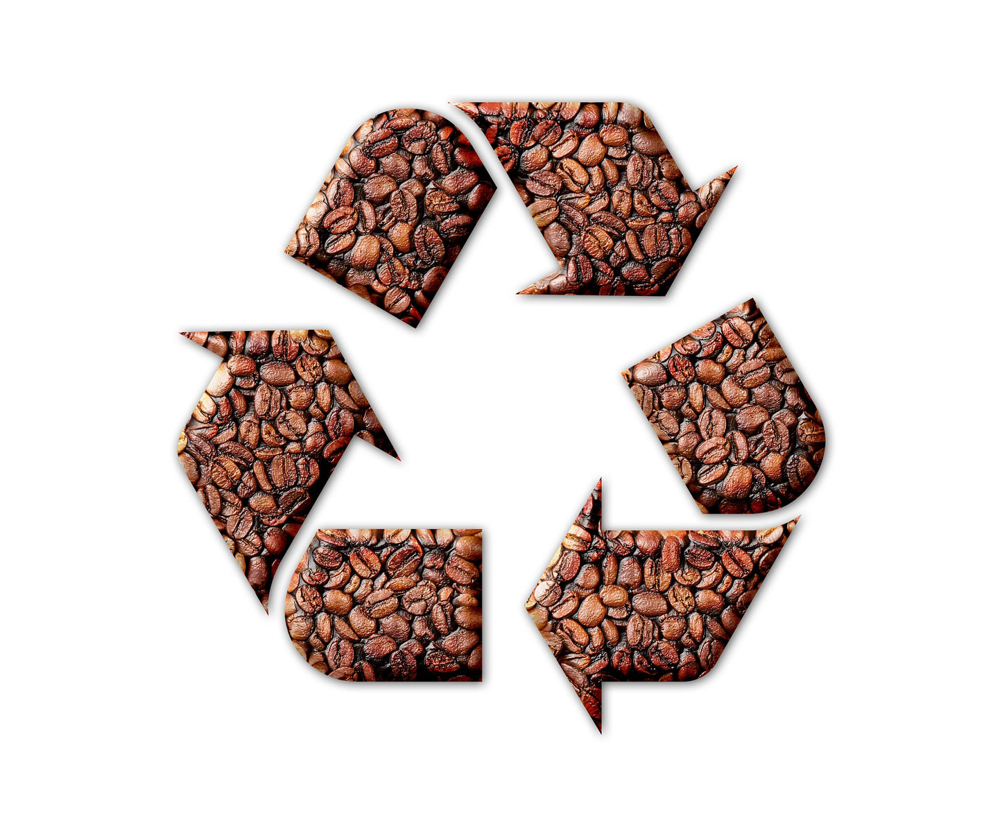 Coffee beans making recycling symbol 