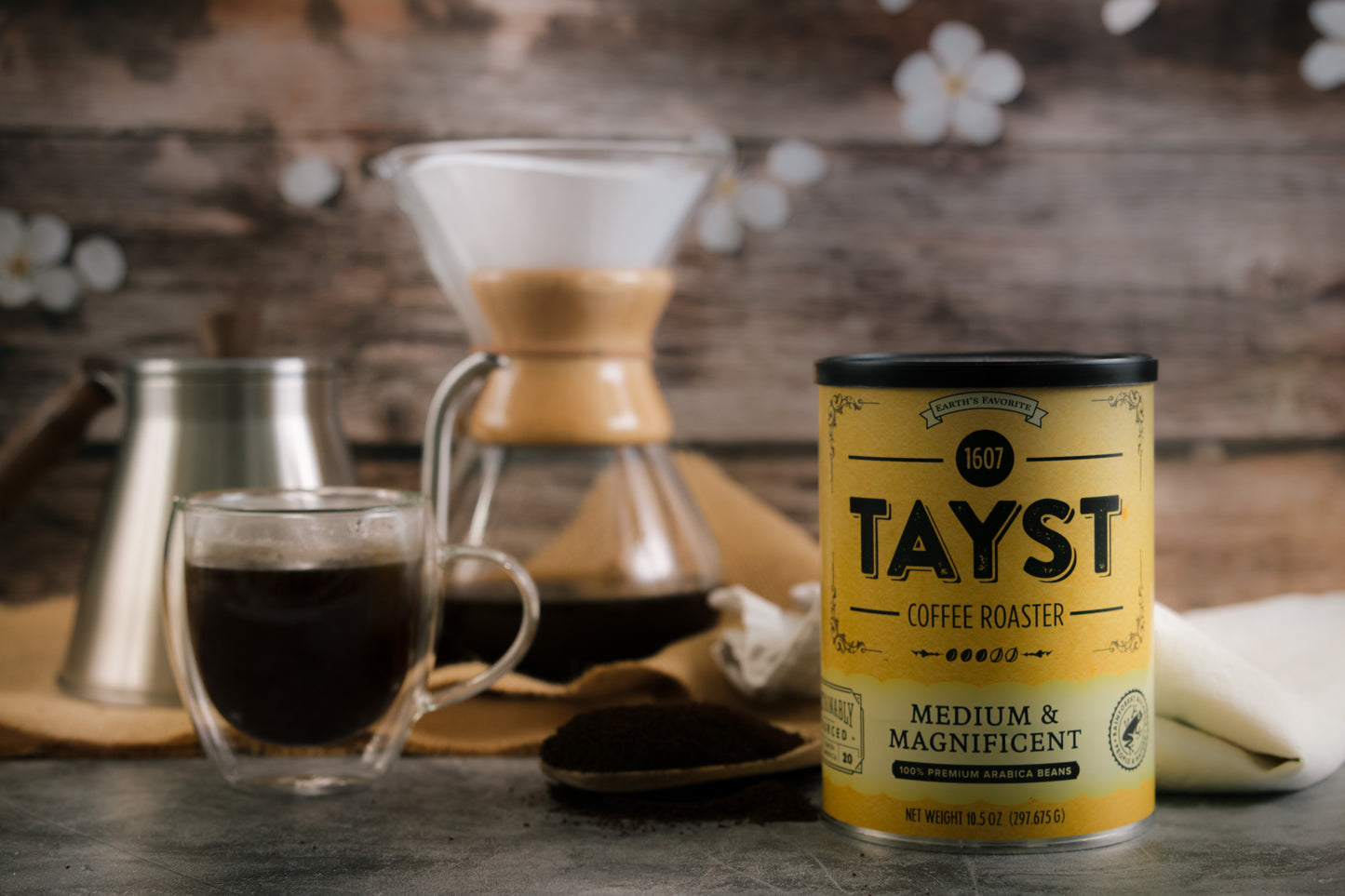 A tin can of Tayst coffee