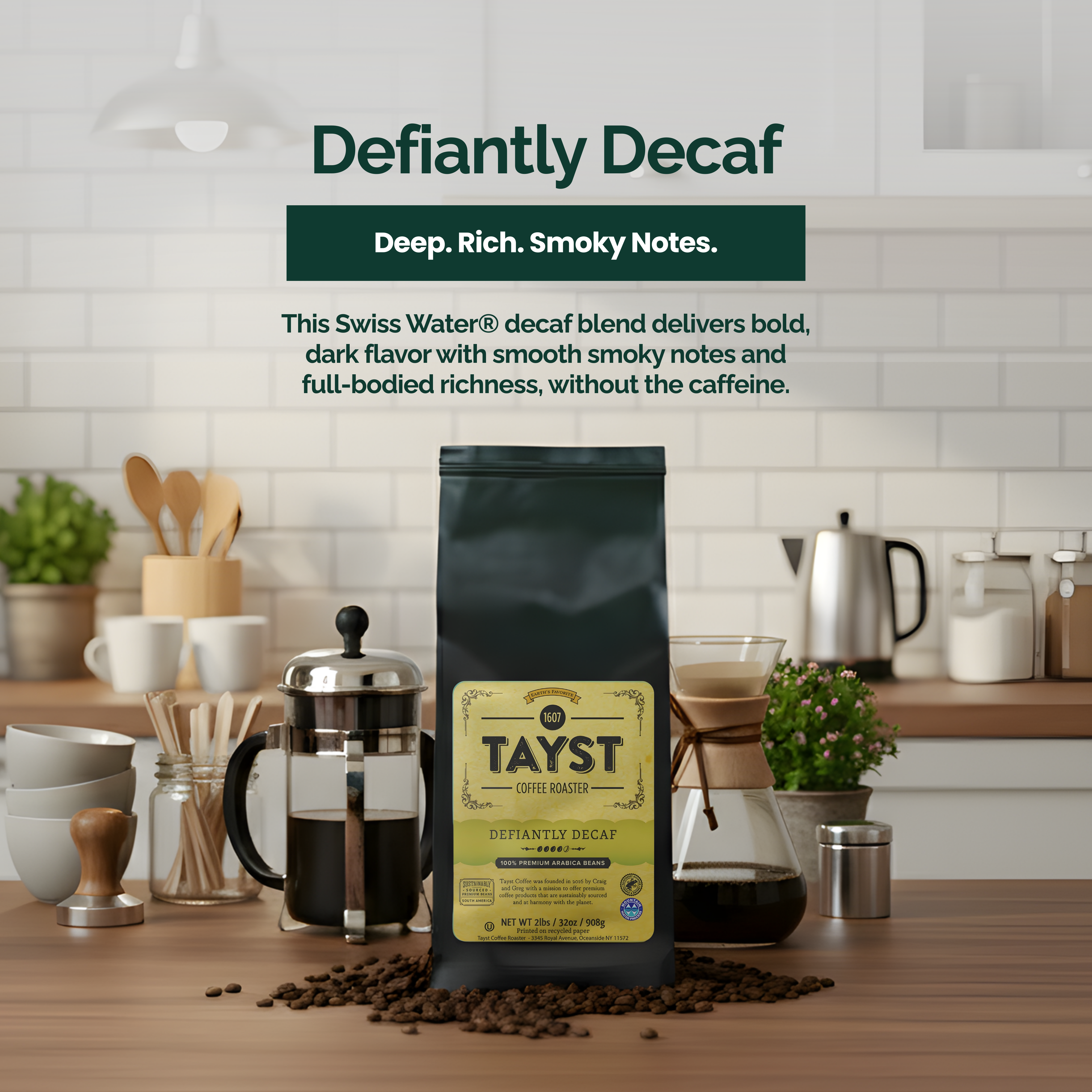 Defiantly Decaf Whole Bean Coffee – TAYST COFFEE ROASTER