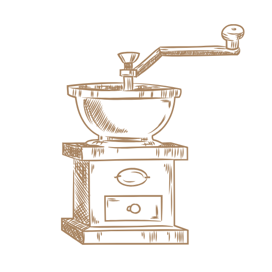 Illustration of a vintage coffee grinder on a green background