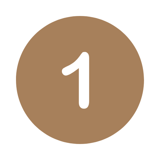 Brown circle with the number '1' in white on a transparent background