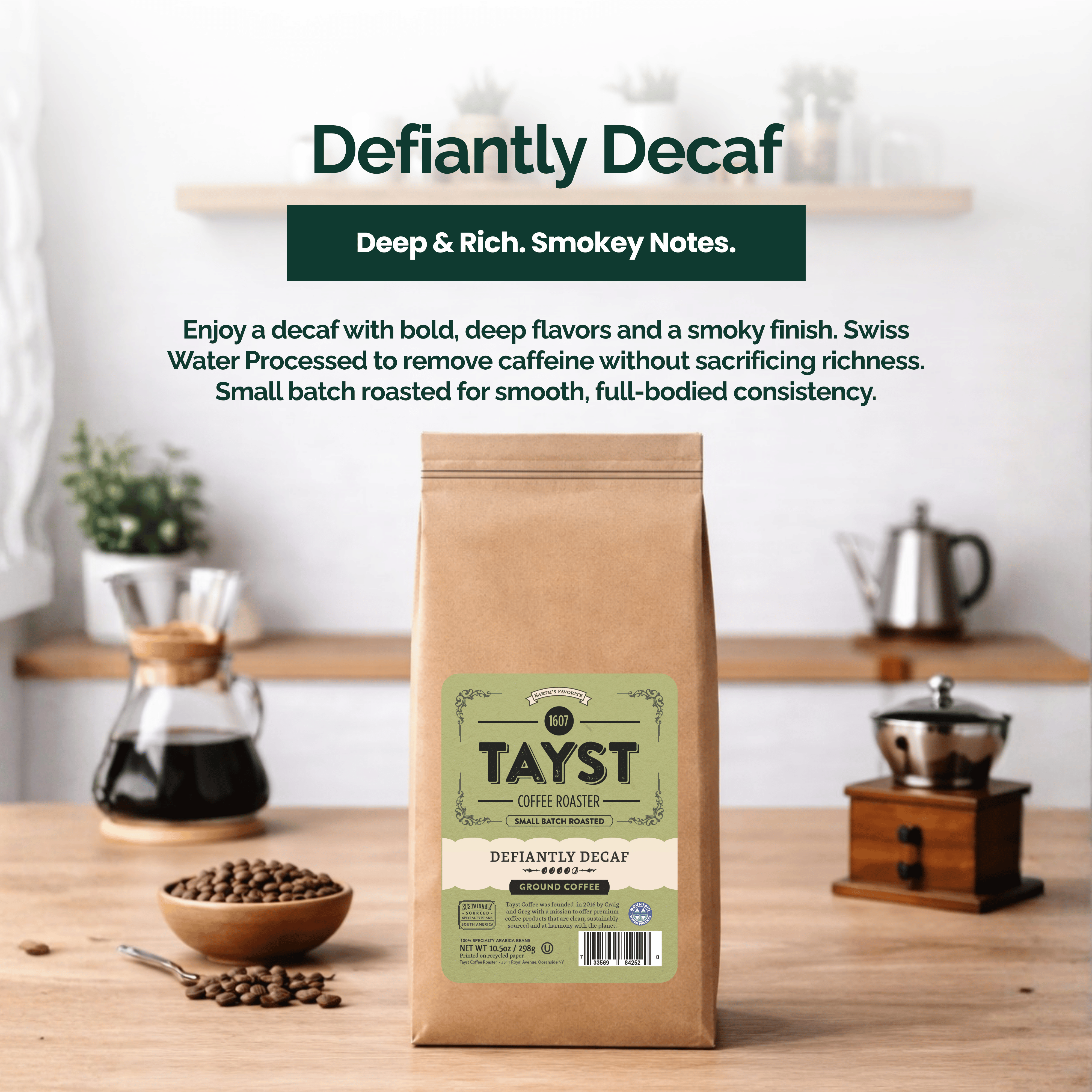 Defiantly Decaf Ground Coffee – TAYST COFFEE ROASTER