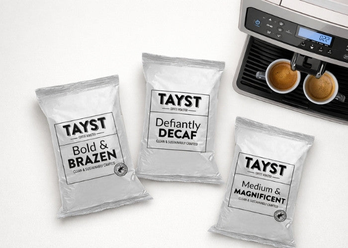 Tayst three flavored frac packs with coffee machine