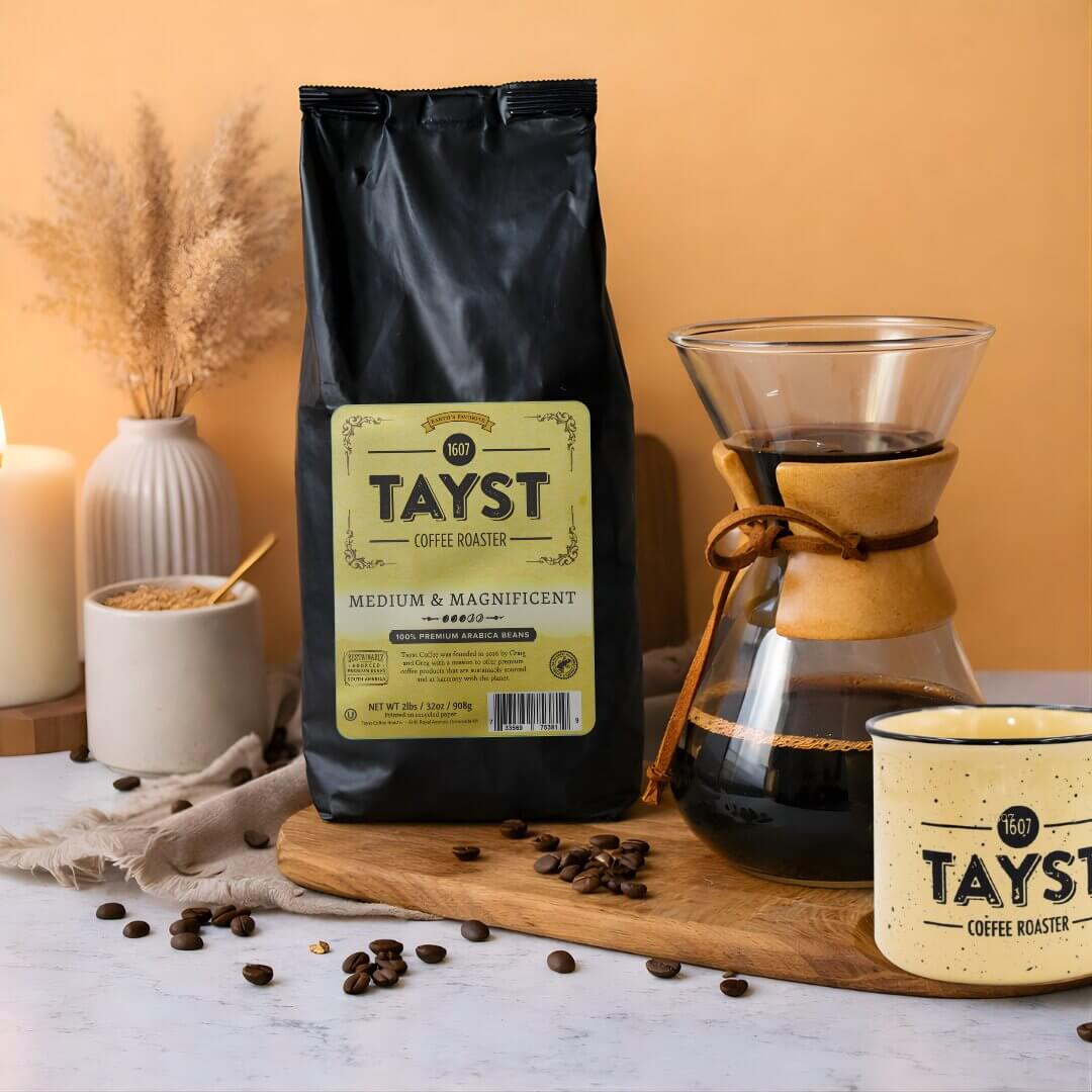tayst coffee bag with yellow mug